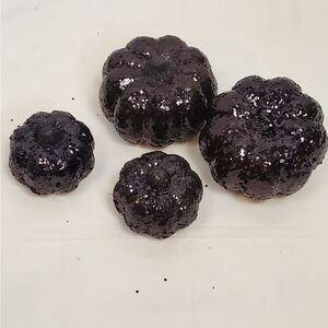 Set of 4 Black Glitter Pumpkins 2” & 4” Halloween Decor